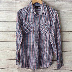 Banana Republic Plaid Pearl Snap Shirt Men’s Medium